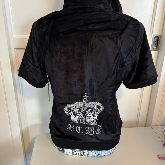 VINTAGE Y2K BCBG Women's Black Velour Tracksuit - Picture 3 of 8